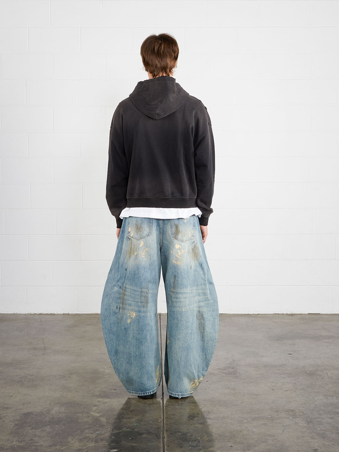 Washed Distressed Zip-Up Hoodie (Black)